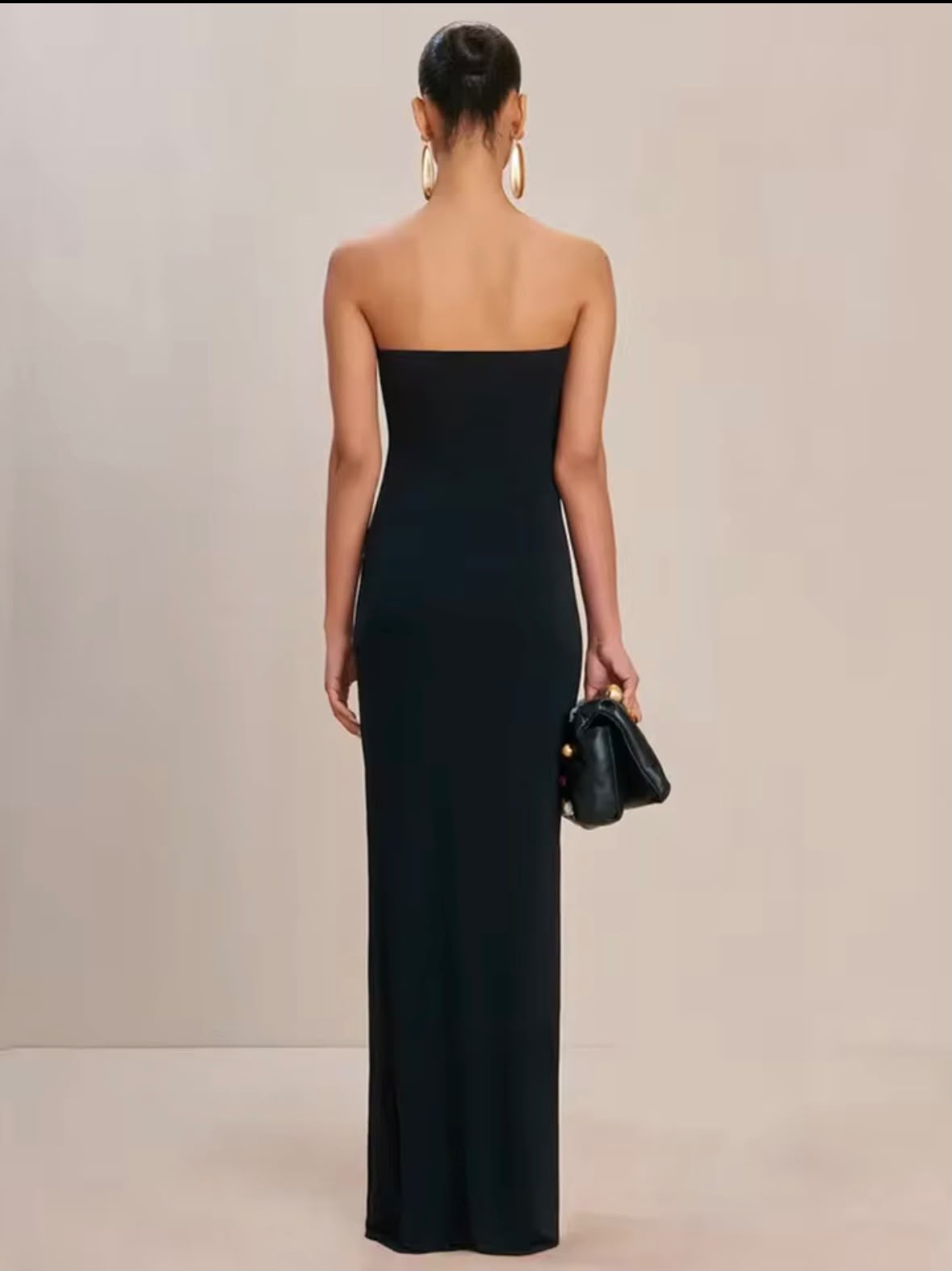 Lidia- Vestido sin tirantes espalda descubierta negro