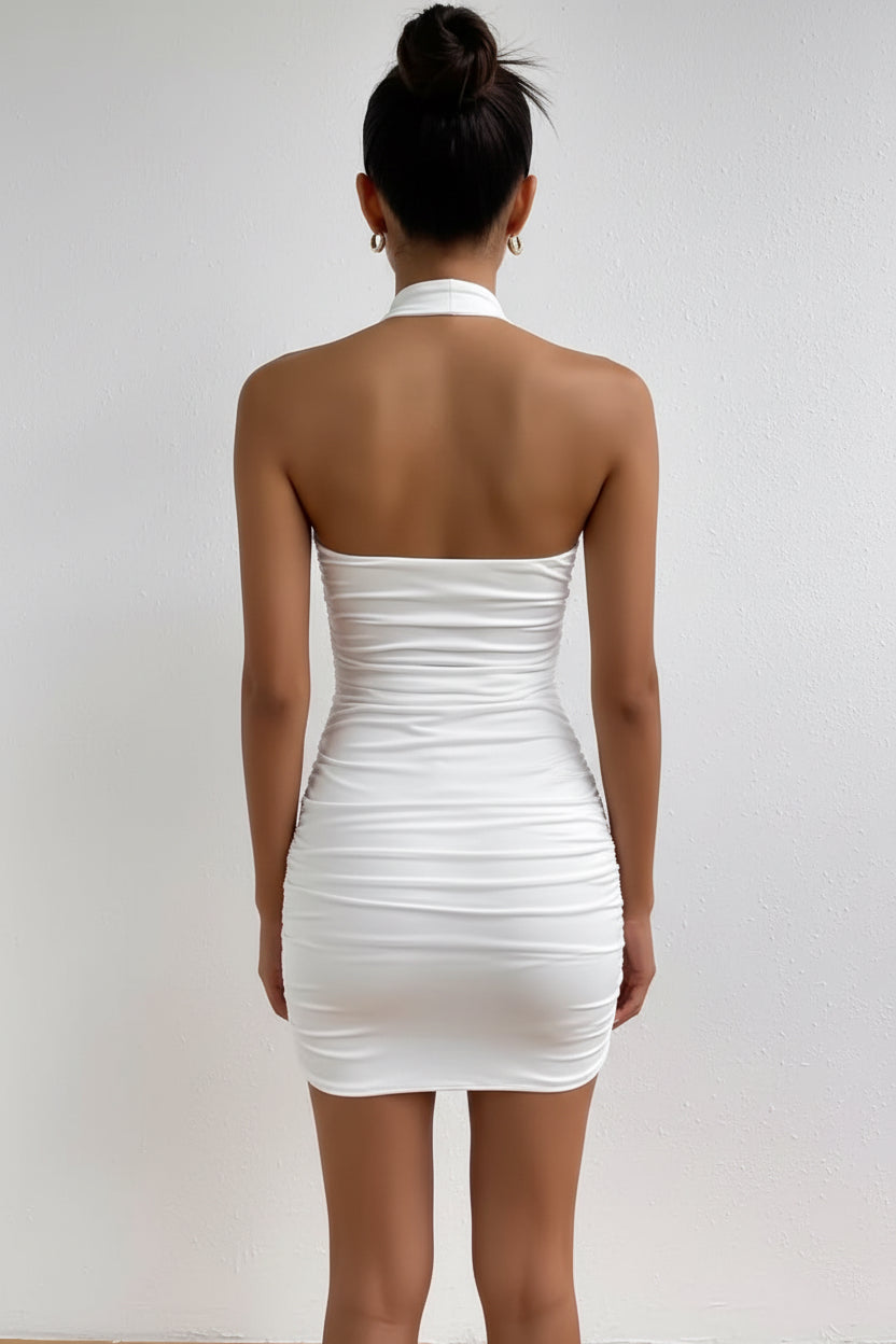 Valeria- Vestido ajustado con espalda descubierta y cuello Halter para mujer