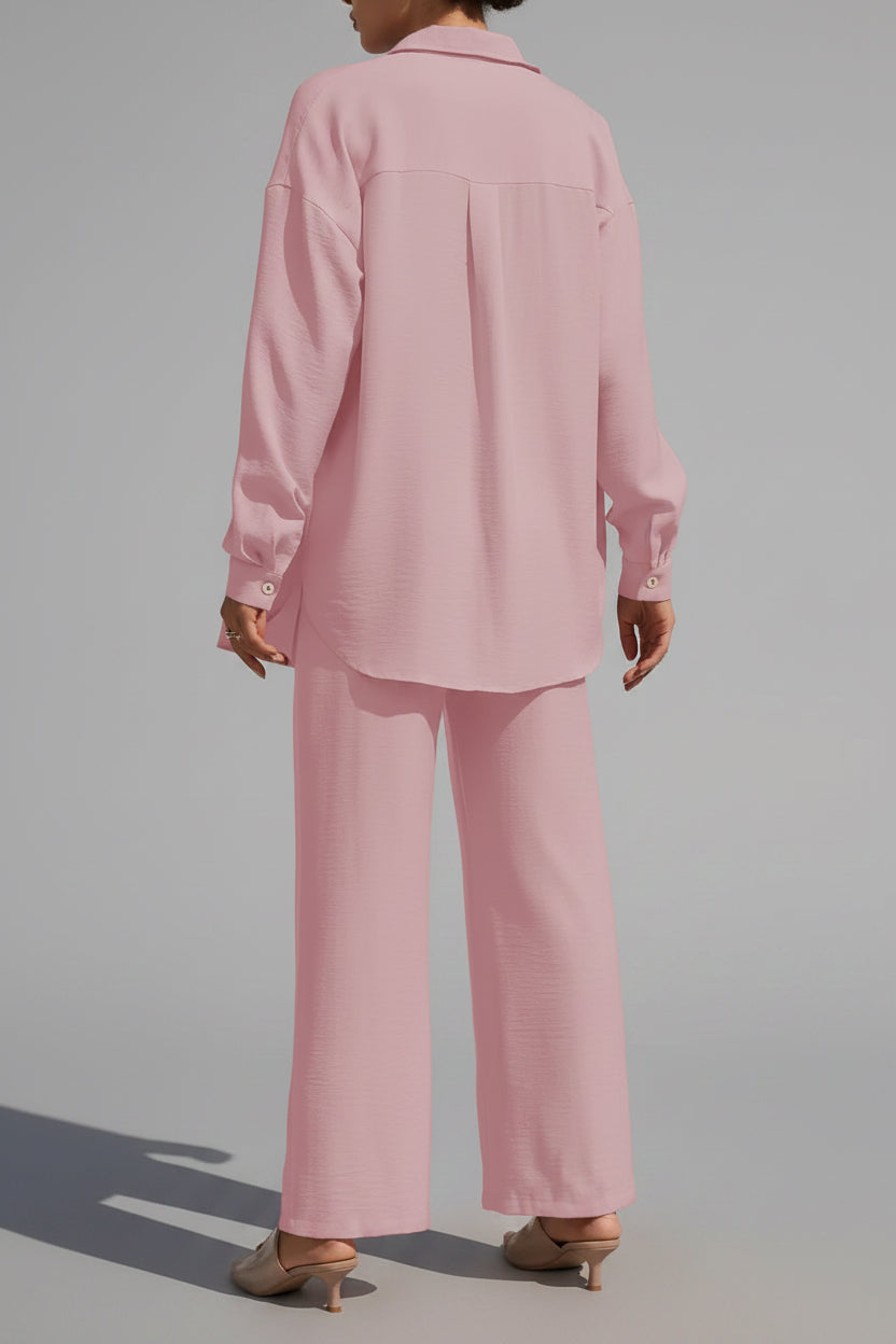 Elsa- Conjunto de dos piezas de camisa y pantalones de pierna ancha