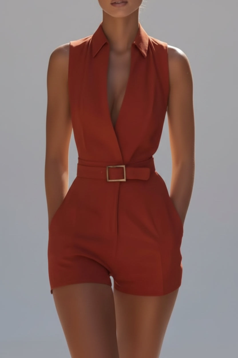 Nuria-Mono corto elegante para mujer con bolsillos