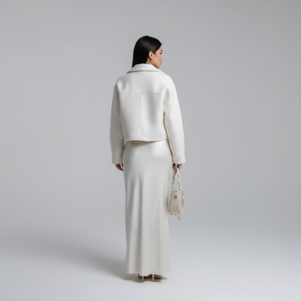 Amara- chaqueta blanca, cazadora recortada para mujer