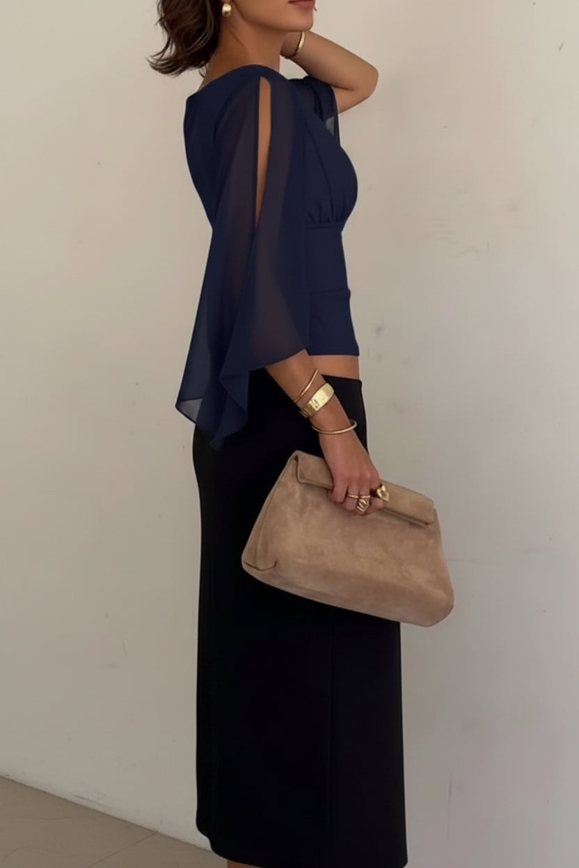 Juana-Blusa elegante de mujer de color liso con cuello en V