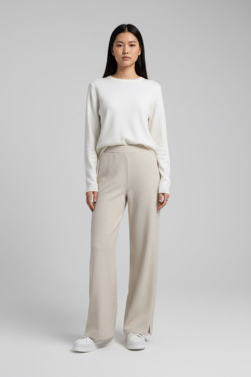 ilona-Pantalones de pierna ancha de color albaricoque europeo para mujer,