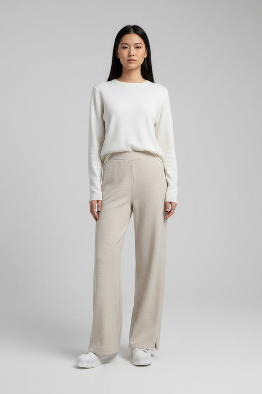 ilona-Pantalones de pierna ancha de color albaricoque europeo para mujer,