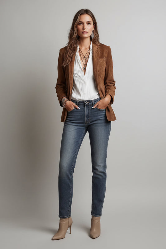 Mar- Chaqueta Blazer Vintage a la moda para mujer
