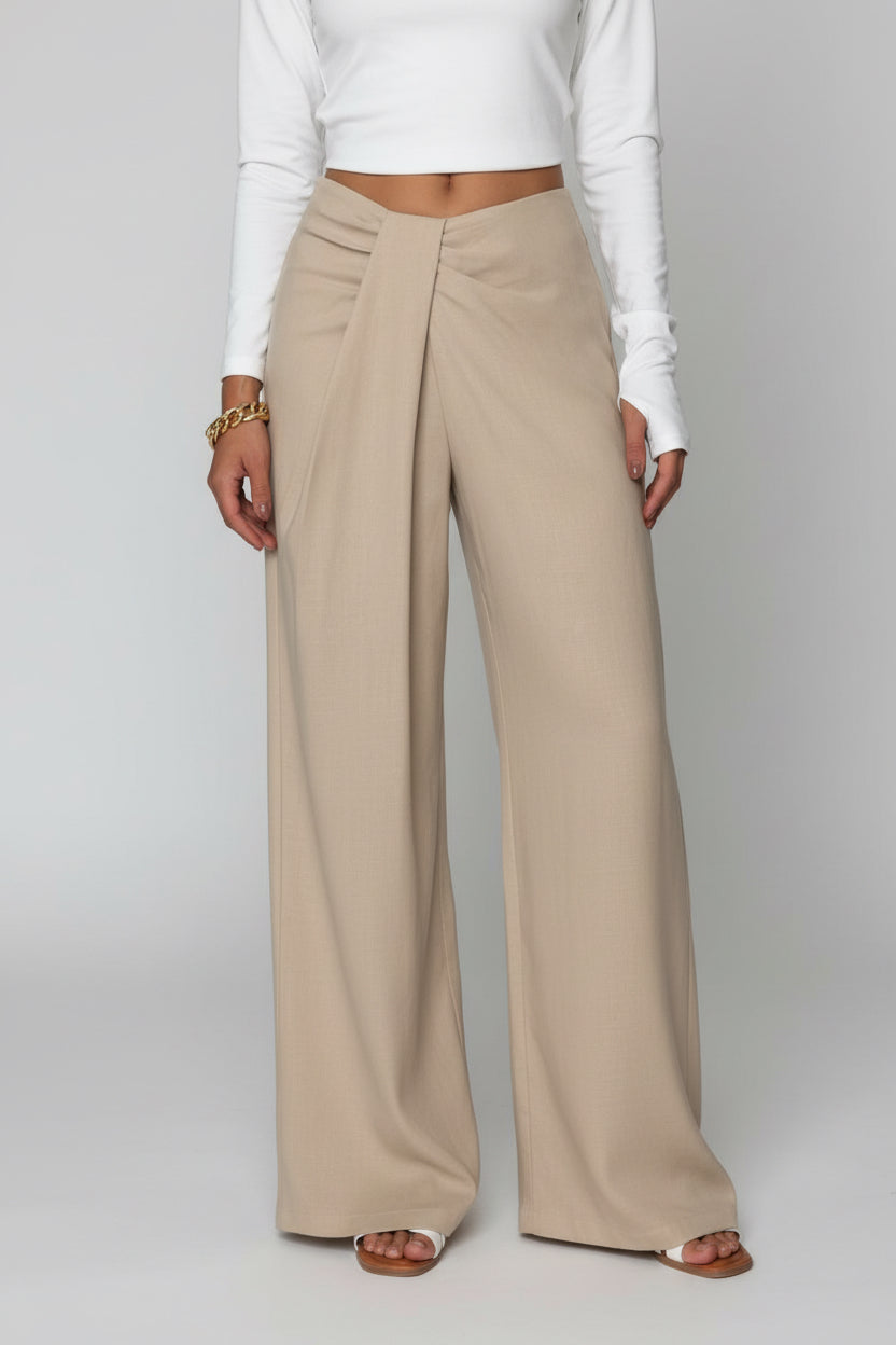 Sara-Pantalones de pierna ancha con cintura alta