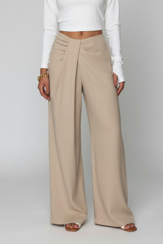 Sara-Pantalones de pierna ancha con cintura alta