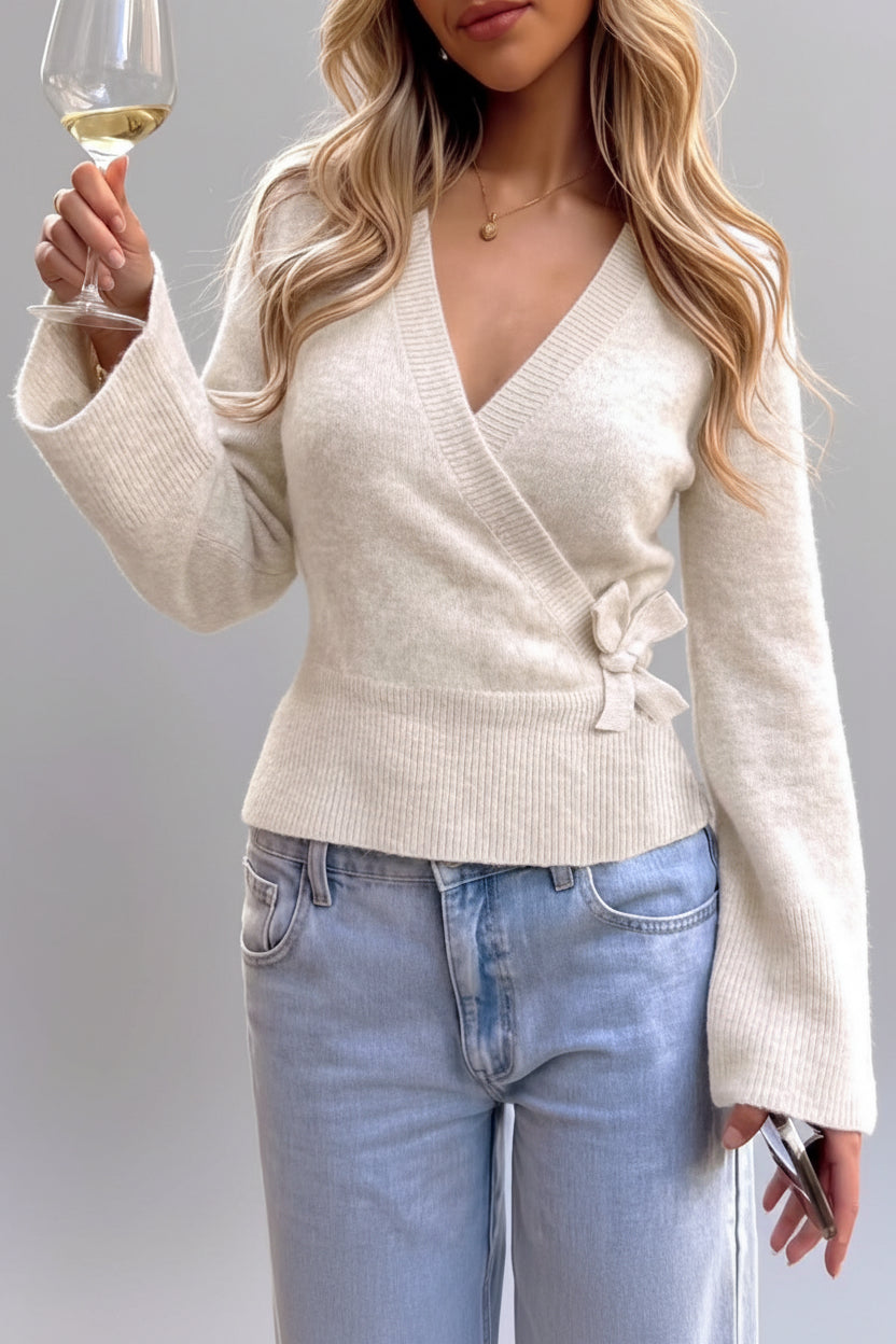 Pilar-Suéter de punto con cuello en V