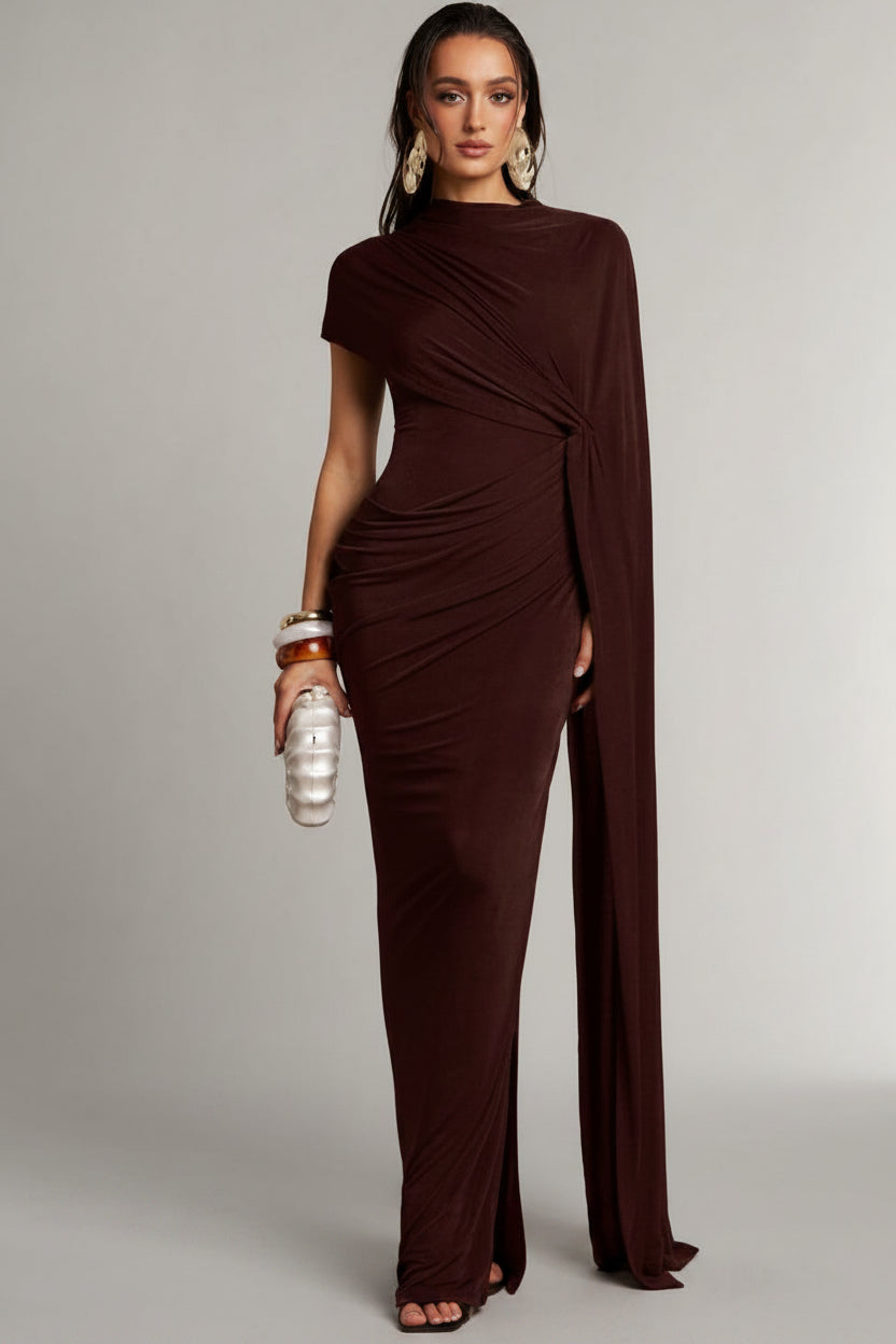 Angeles-Vestido casual de fiesta plisado de unicolor para mujer