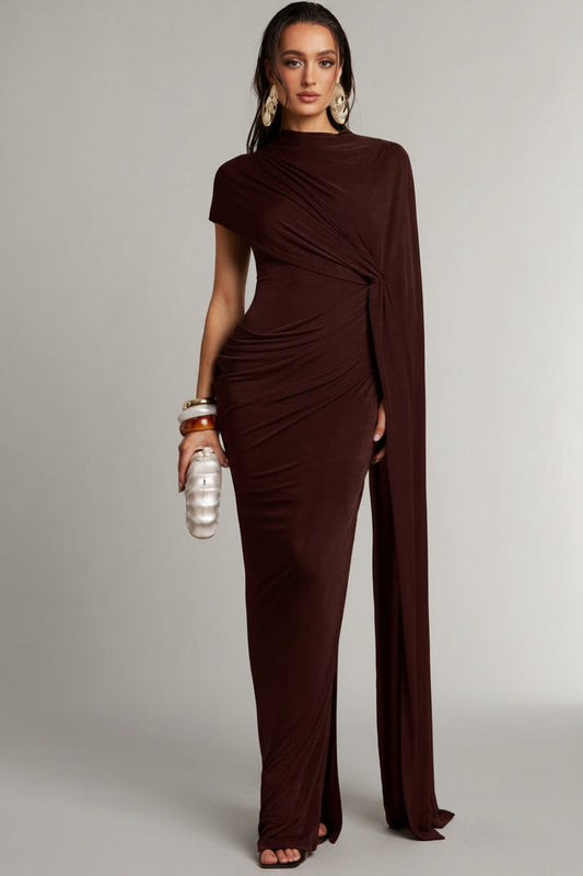 Angeles-Vestido casual de fiesta plisado de unicolor para mujer