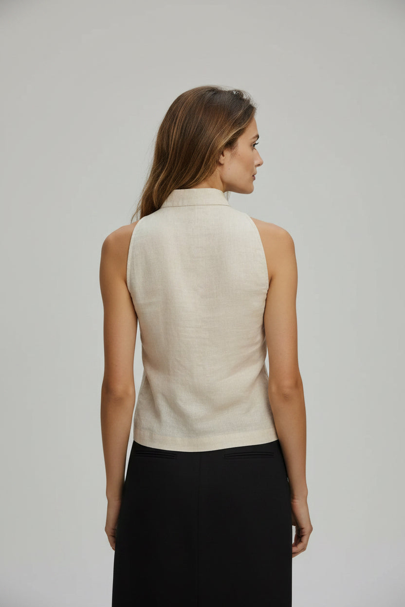 Angela- Blusa sin mangas para mujer lino