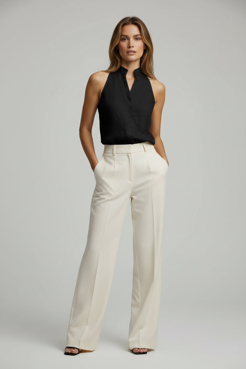 Angela- Blusa sin mangas para mujer lino