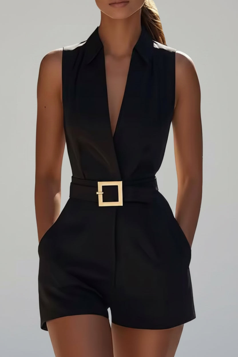 Nuria-Mono corto elegante para mujer con bolsillos